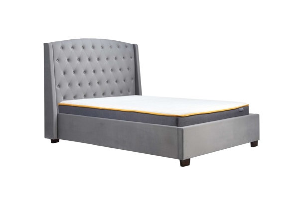 Birlea Birkhall Fabric Upholstered Grey Velvet Bed Frame