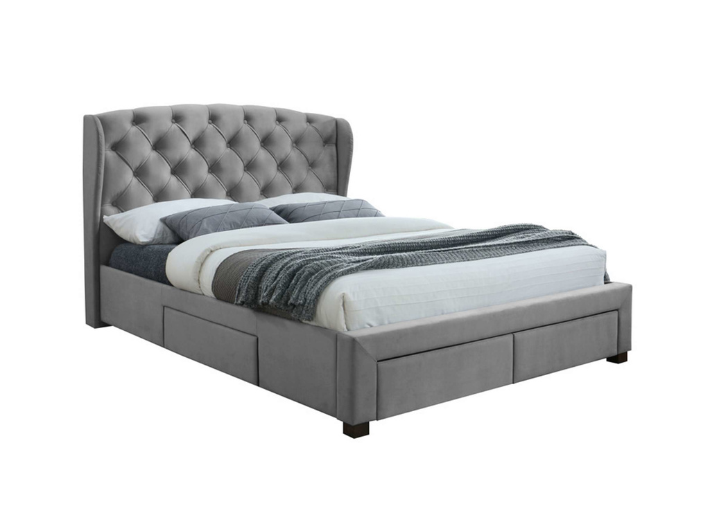 Birlea Birkhall Fabric Upholstered Grey Velvet Bed Frame