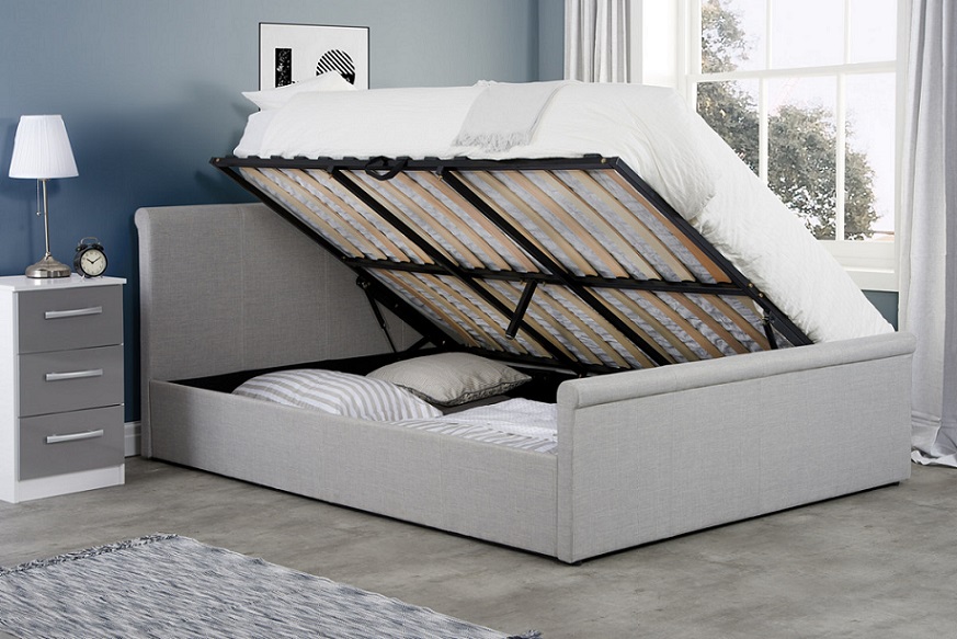 ottoman bed birlea frame stratus silver fabric double upholstered beds 4ft