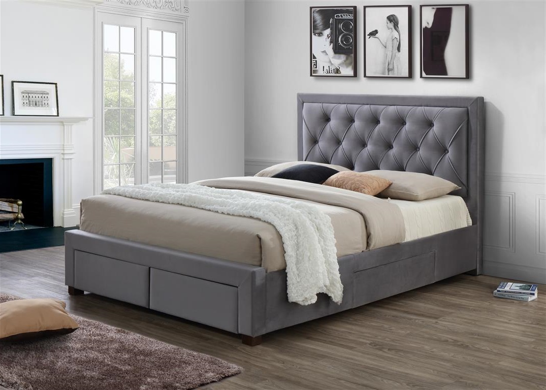 Birlea Woodbury 4 Drawer Grey Fabric Bed Frame Best Beds Direct
