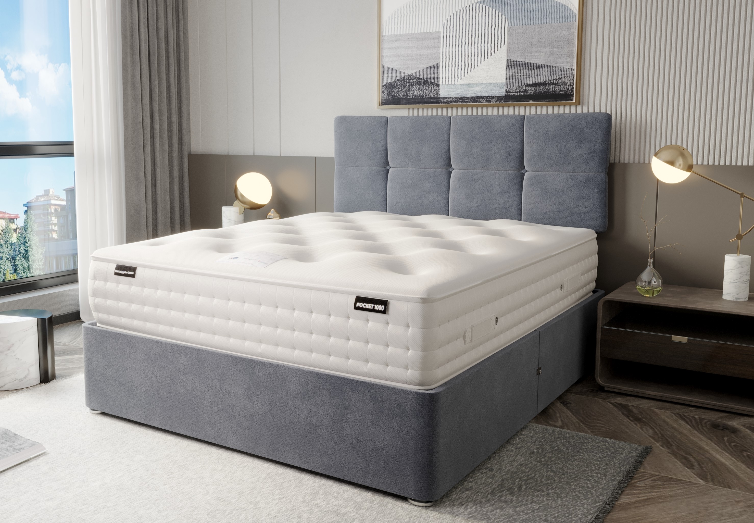 Repose Cashmere Silver 1000 Pocket Sprung Divan Bed Set